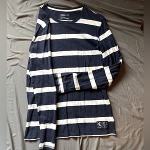 Express Long Sleeve Shirt - Medium, Navy/White